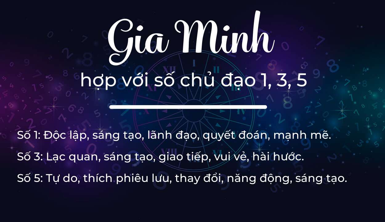 Tên Gia Minh hợp với người có số chủ đạo 1, 3, 5