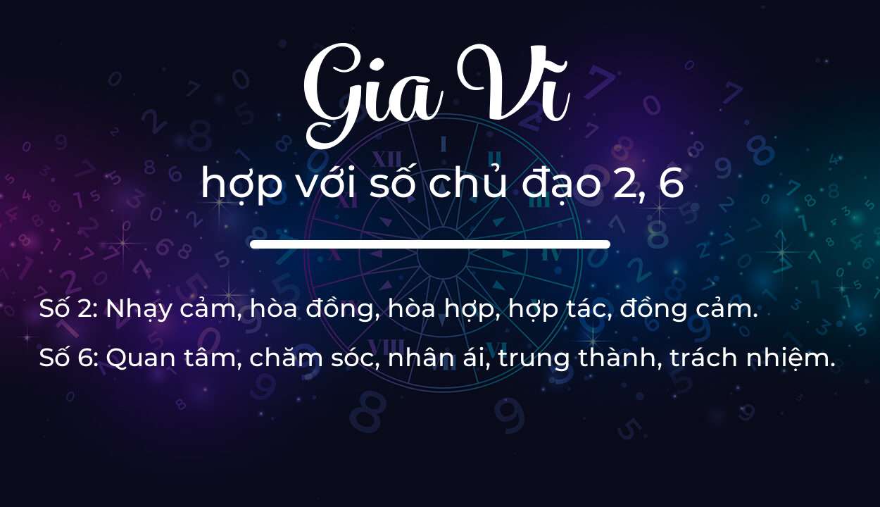 Tên Gia Vĩ hợp với người có số chủ đạo 2, 6