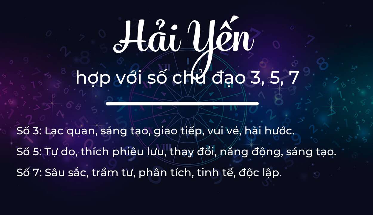 Tên Hải Yến hợp với người có số chủ đạo 3, 5, 7