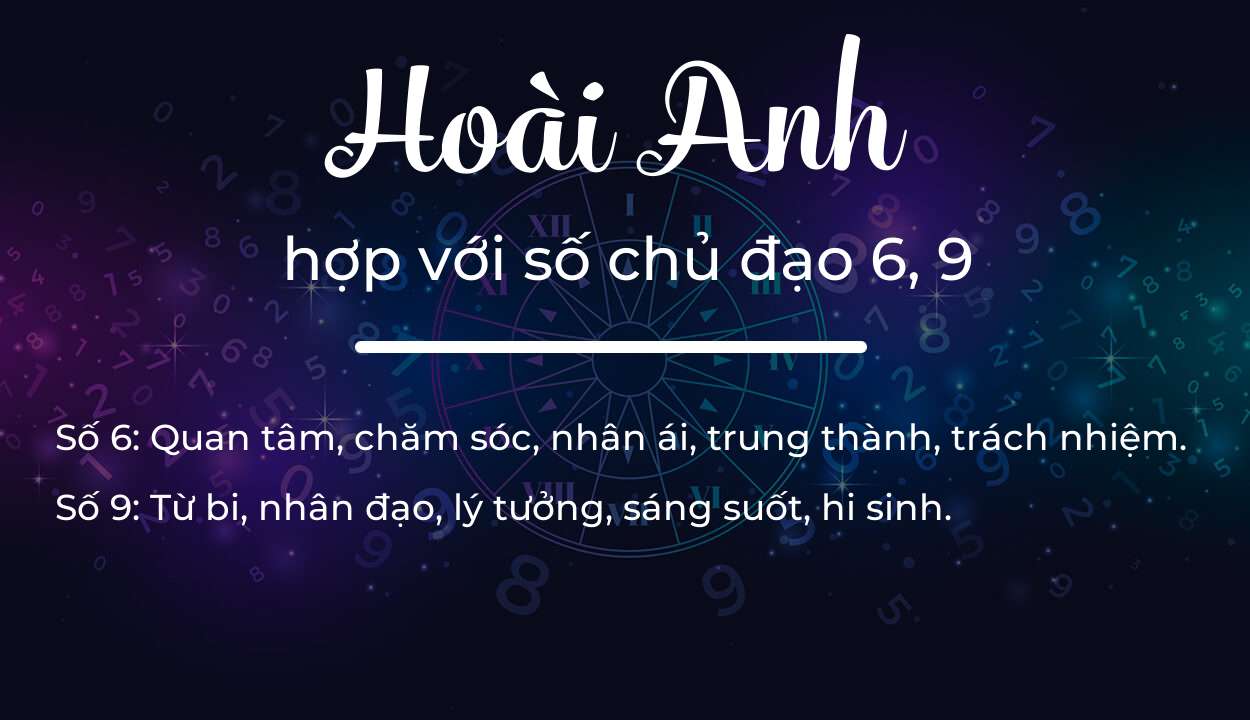 Tên Hoài Anh hợp với người có số chủ đạo 6, 9