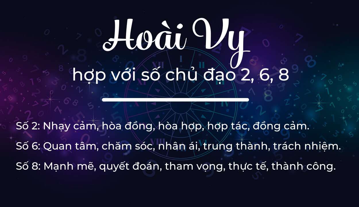 Tên Hoài Vy hợp với người có số chủ đạo 2, 6, 8