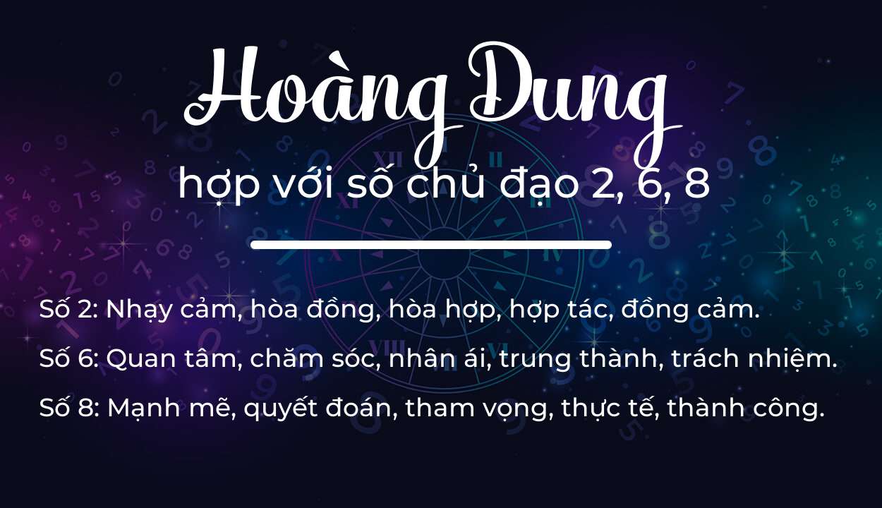 Tên Hoàng Dung hợp với người có số chủ đạo 2, 6, 8