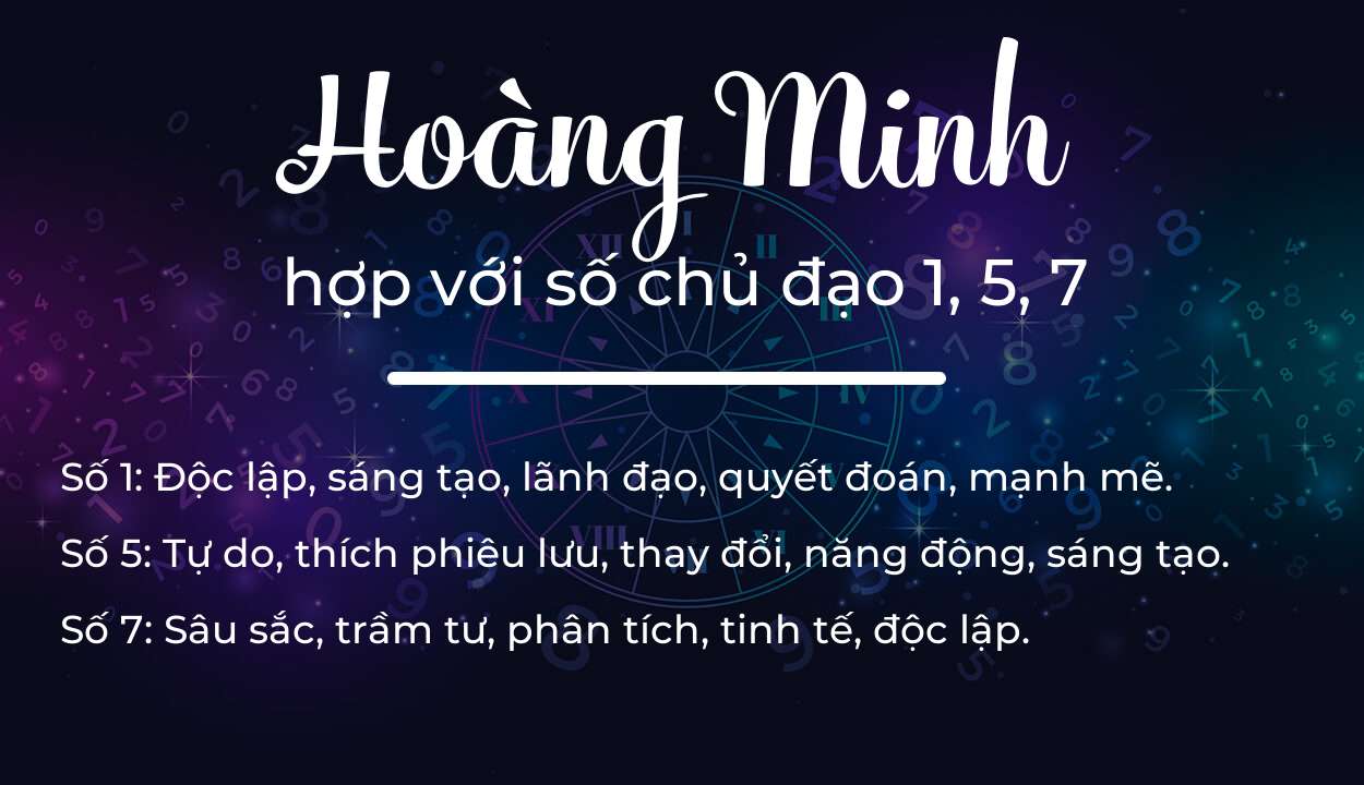 Tên Hoàng Minh hợp với người có số chủ đạo 1, 5, 7