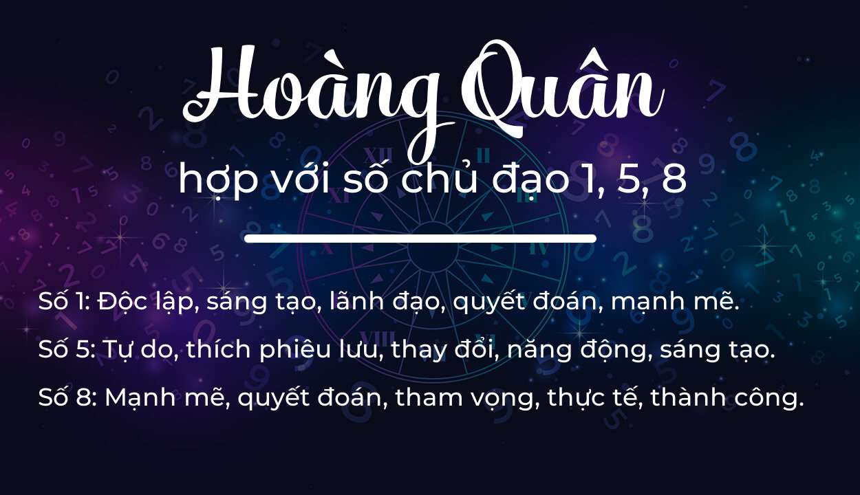 Tên Hoàng Quân hợp với người có số chủ đạo 1, 5, 8