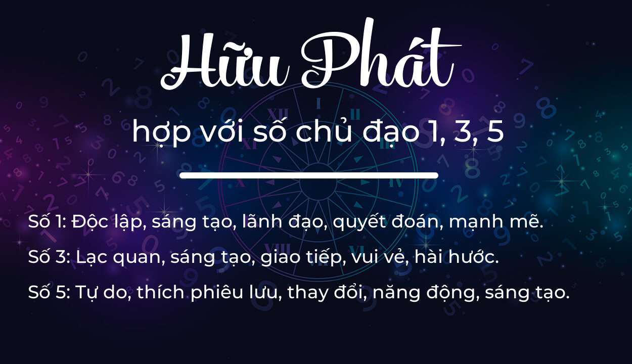 Tên Hữu Phát hợp với người có số chủ đạo 1, 3, 5