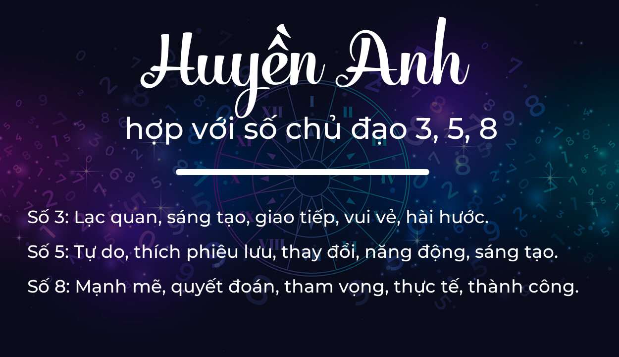 Tên Huyền Anh hợp với người có số chủ đạo 3, 5, 8
