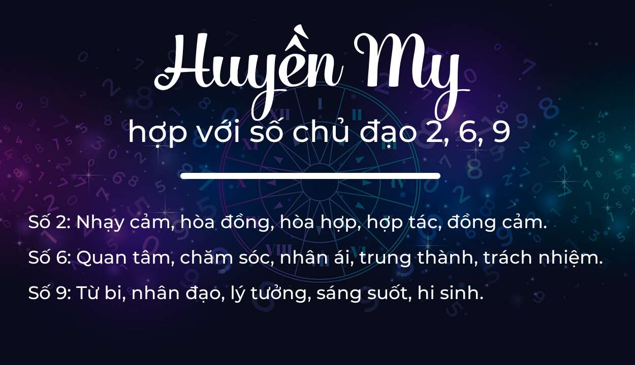 Tên Huyền My hợp với người có số chủ đạo 2, 6, 9