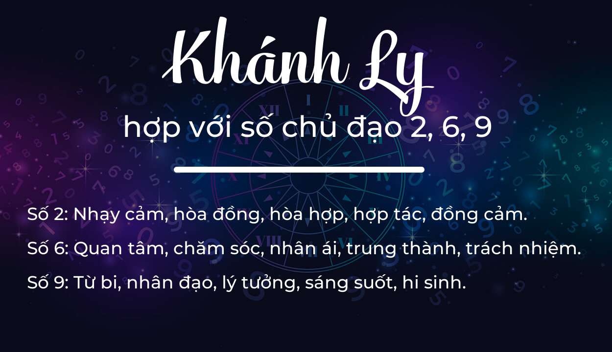 Tên Khánh Ly hợp với người có số chủ đạo 2, 6, 9