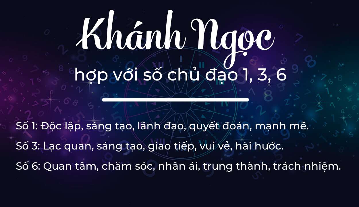 Tên Khánh Ngọc hợp với người có số chủ đạo 1, 3, 6