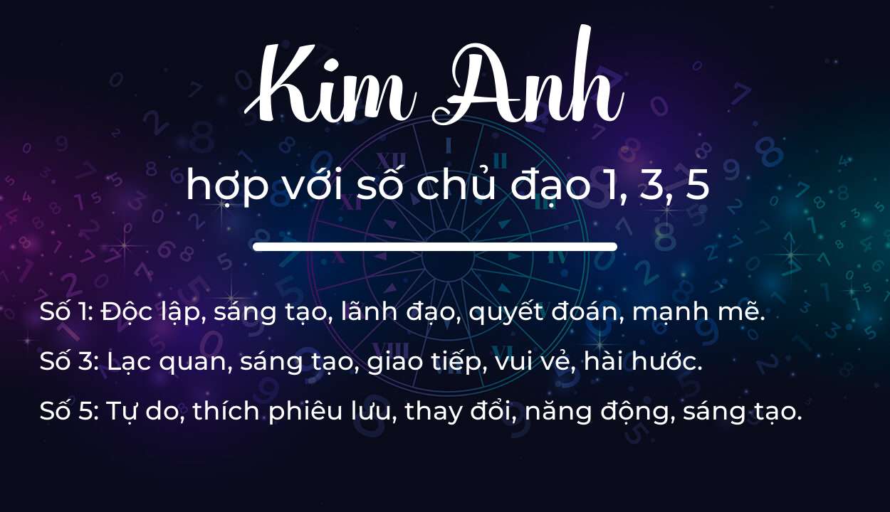 Tên Kim Anh hợp với người có số chủ đạo 1, 3, 5