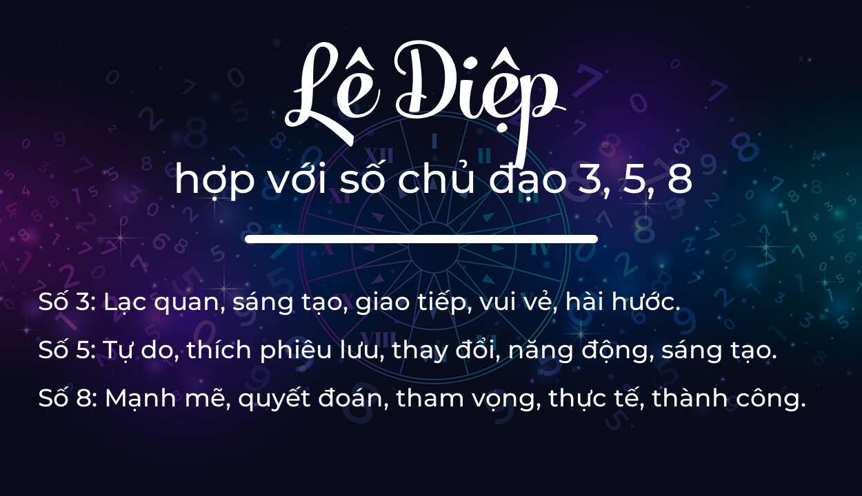 Tên Lê Diệp hợp với người có số chủ đạo 3, 5, 8