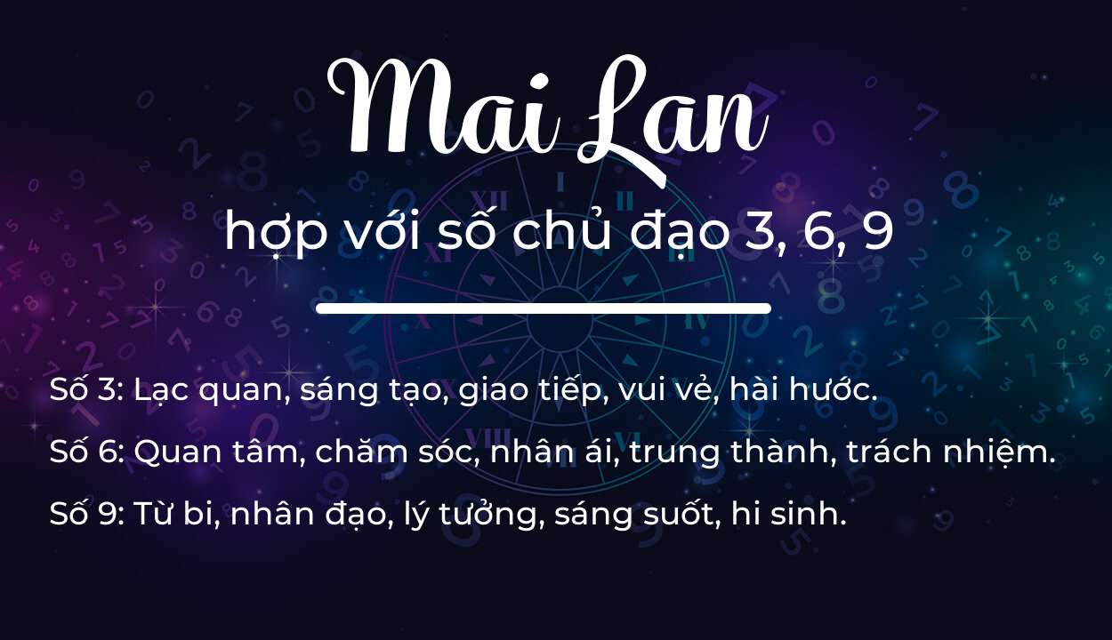 Tên Mai Lan hợp với người có số chủ đạo 3, 6, 9