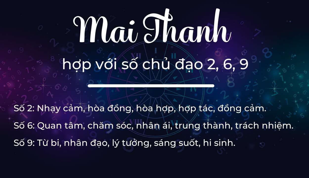 Tên Mai Thanh hợp với người có số chủ đạo 2, 6, 9