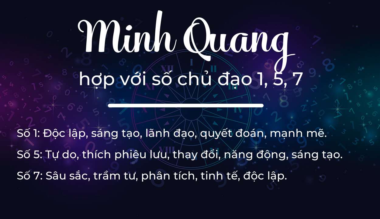Tên Minh Quang hợp với người có số chủ đạo 1, 5, 7