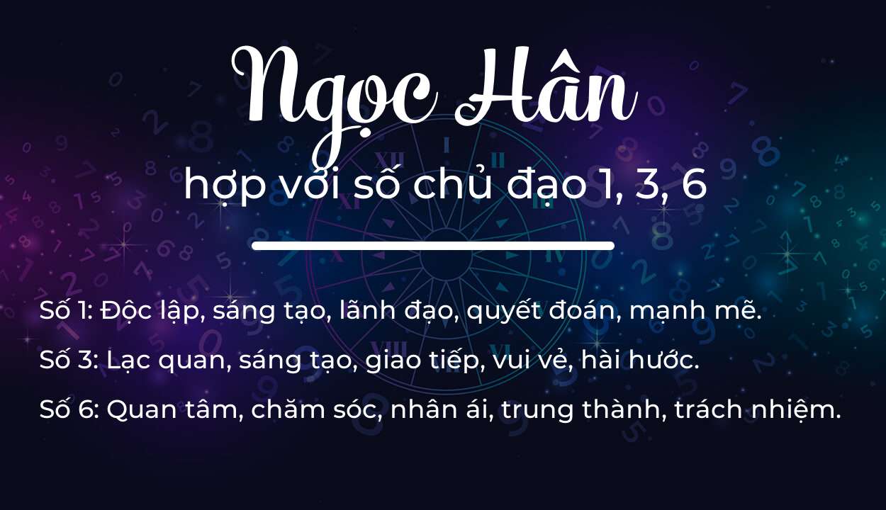 Tên Ngọc Hân hợp với người có số chủ đạo 1, 3, 6