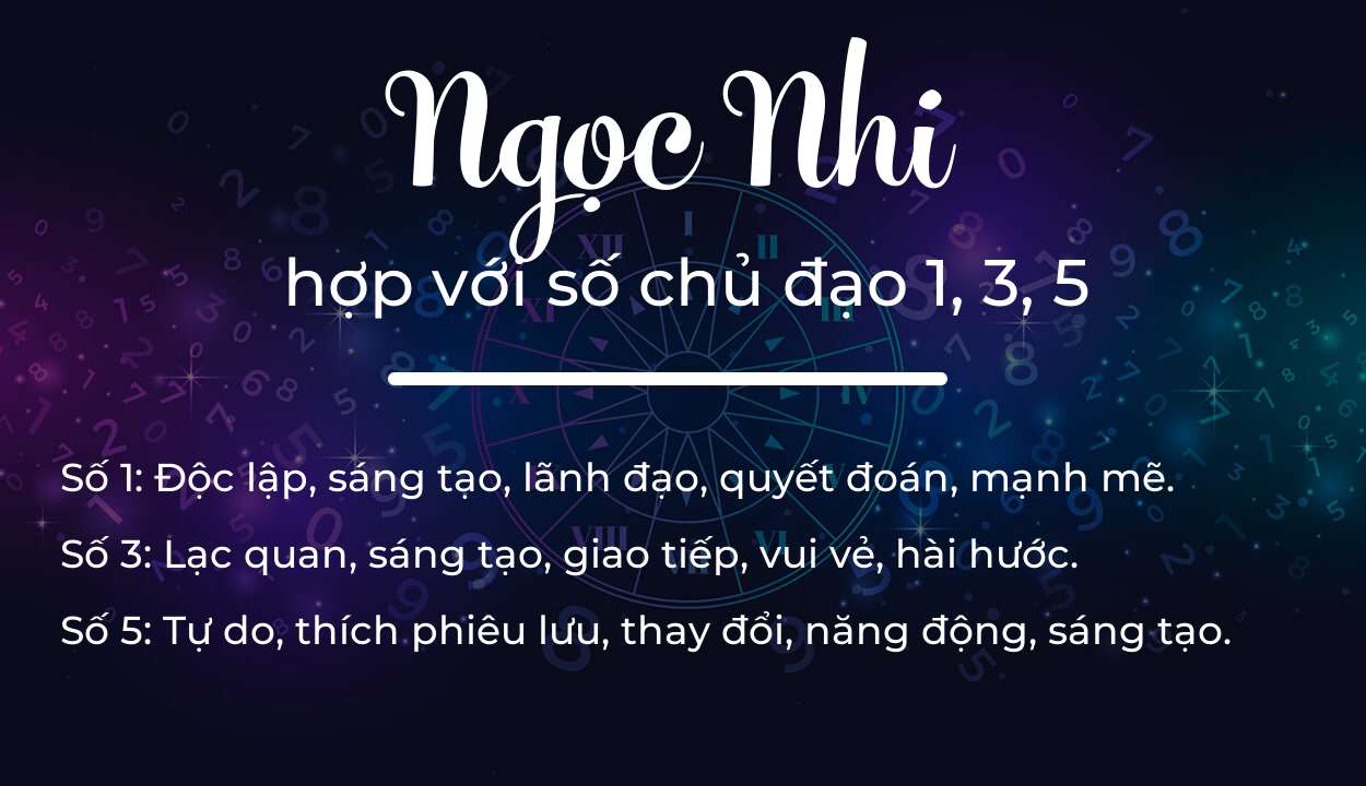 Tên Ngọc Nhi hợp với người có số chủ đạo 1, 3, 5