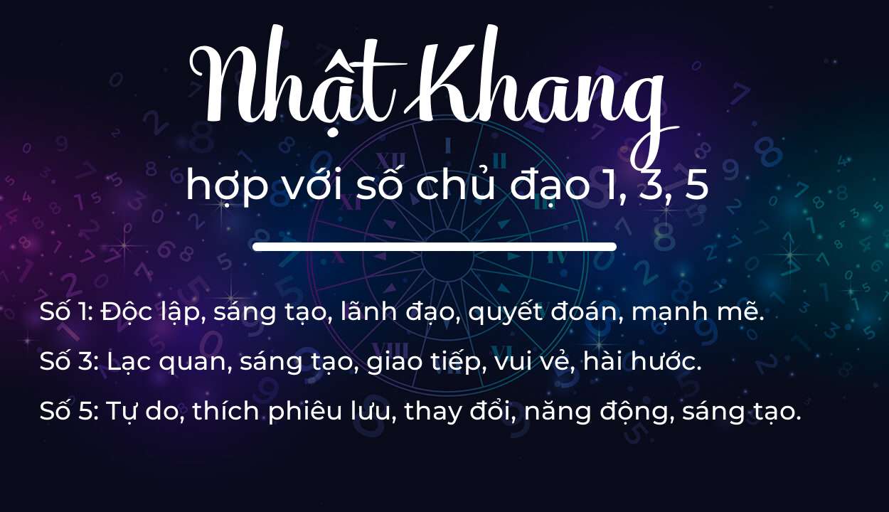 Tên Nhật Khang hợp với người có số chủ đạo 1, 3, 5