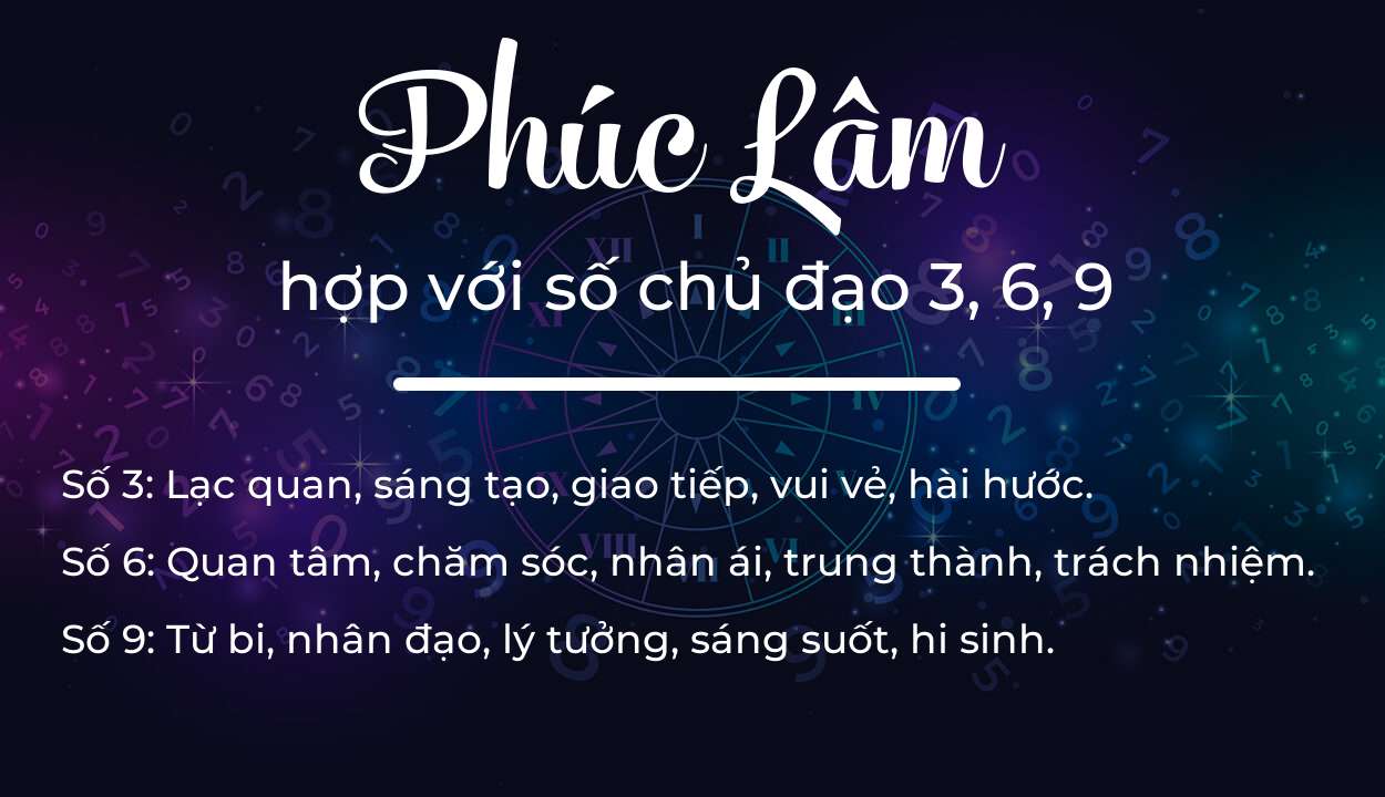 Tên Phúc Lâm hợp với người có số chủ đạo 3, 6, 9