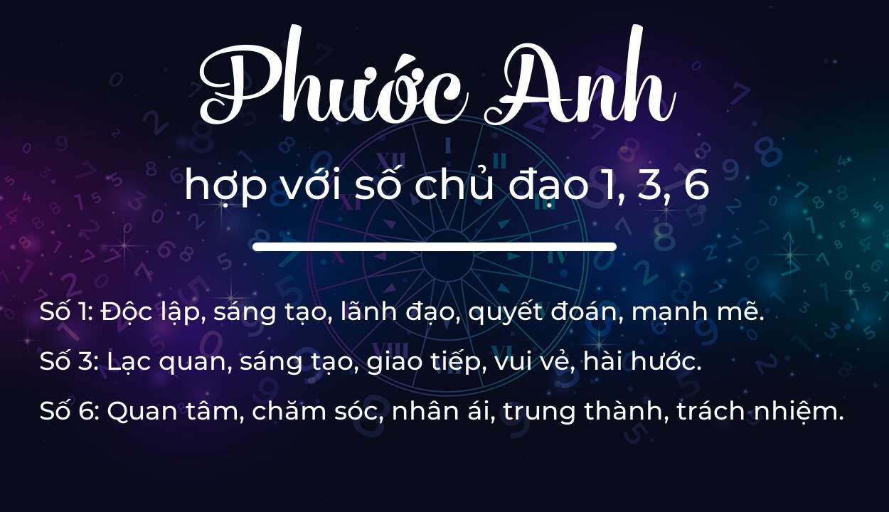 Tên Phước Anh hợp với người có số chủ đạo 1, 3, 6