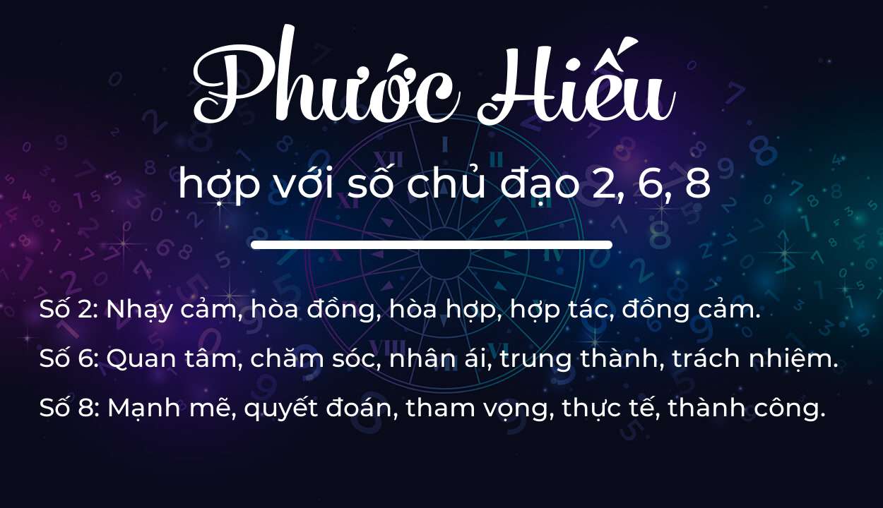 Tên Phước Hiếu hợp với người có số chủ đạo 2, 6, 8