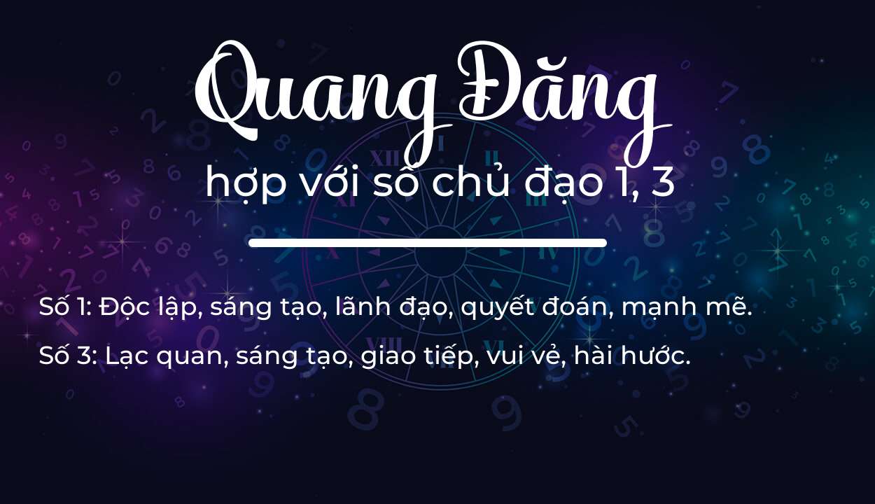 Tên Quang Đăng hợp với người có số chủ đạo 1, 3