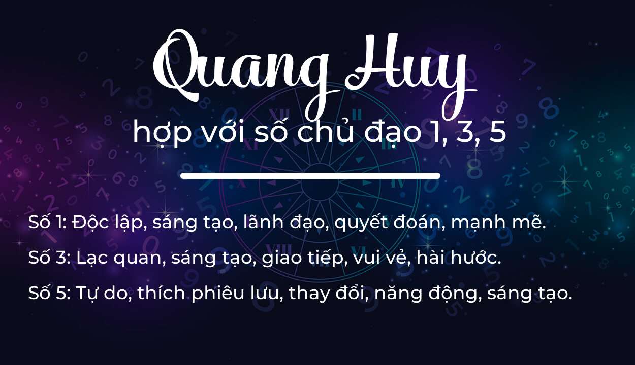 Tên Quang Huy hợp với người có số chủ đạo 1, 3, 5