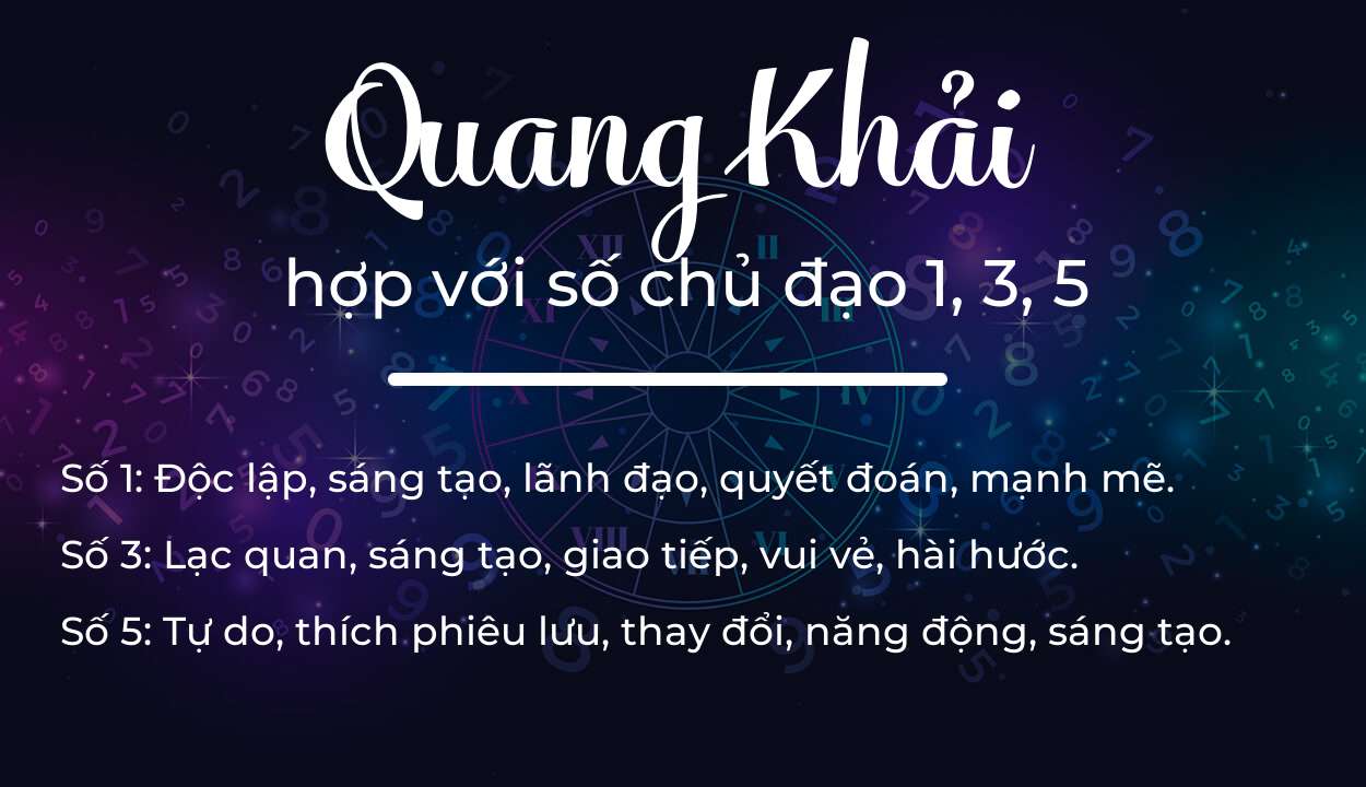 Tên Quang Khải hợp với người có số chủ đạo 1, 3, 5