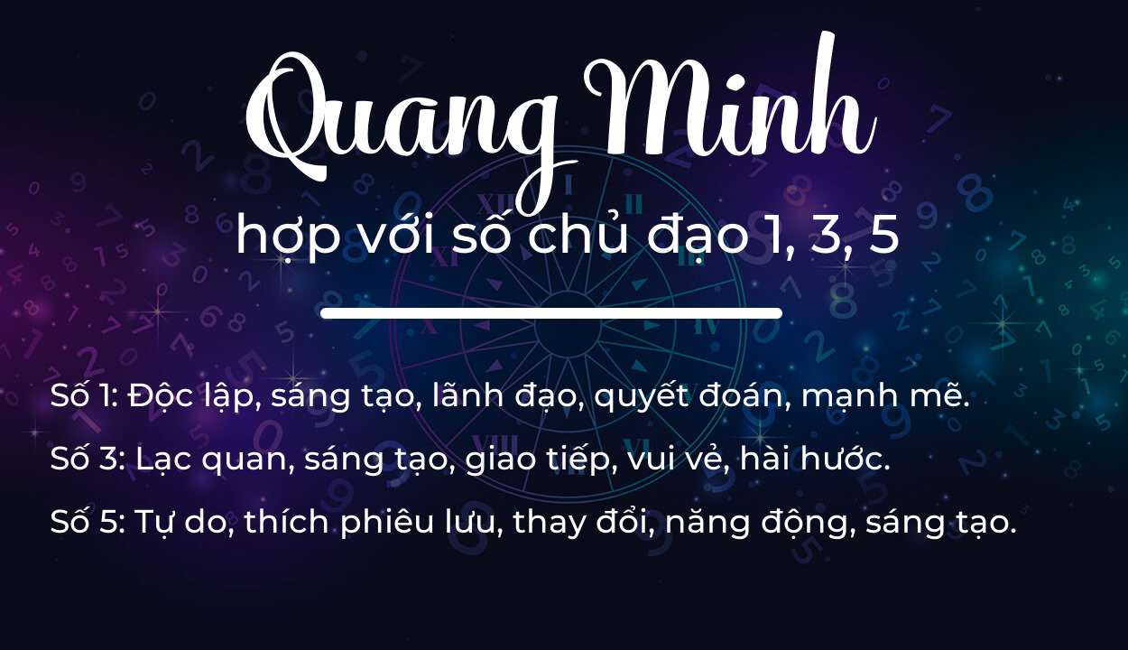 Tên Quang Minh hợp với người có số chủ đạo 1, 3, 5