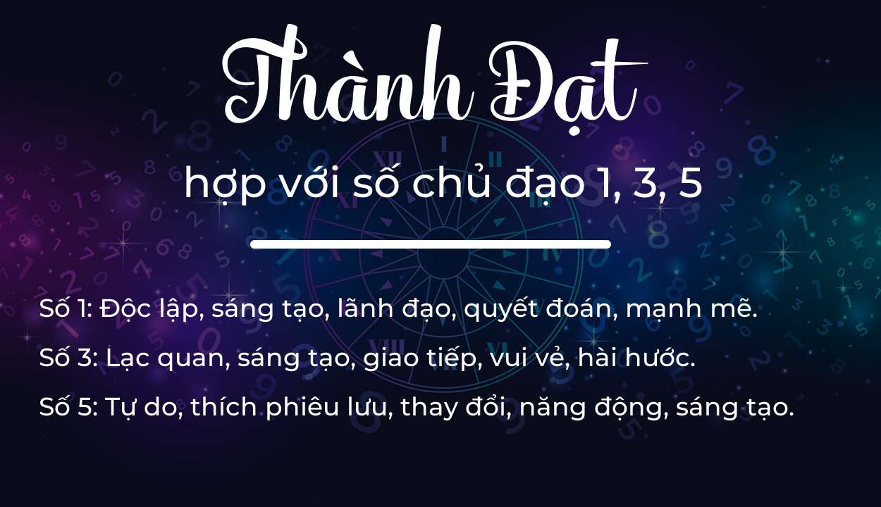 Tên Thành Đạt hợp với người có số chủ đạo 1, 3, 5