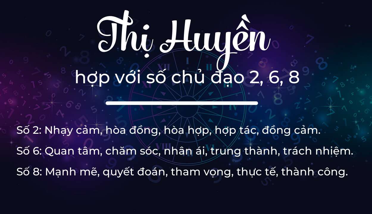 Tên Thị Huyền hợp với người có số chủ đạo 2, 6, 8