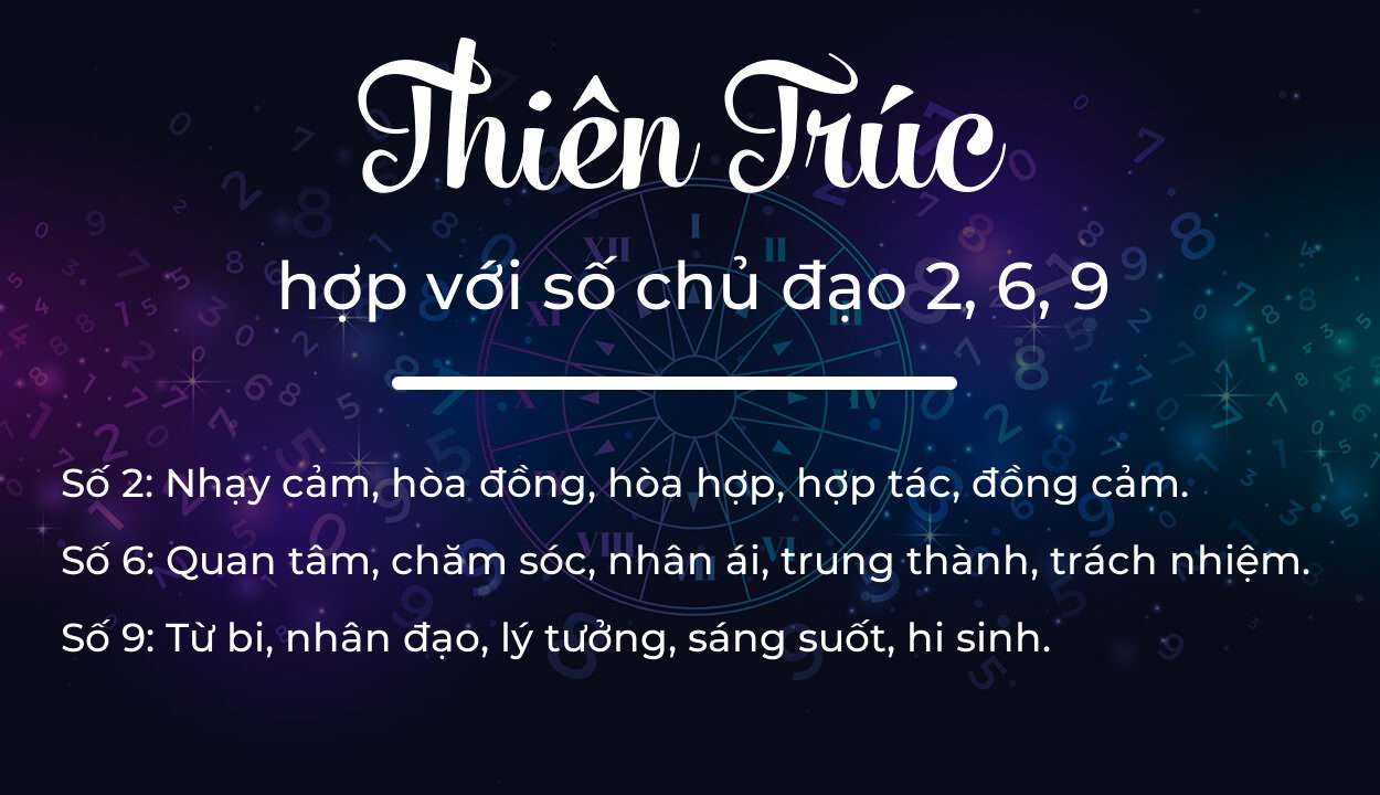 Tên Thiên Trúc hợp với người có số chủ đạo 2, 6, 9