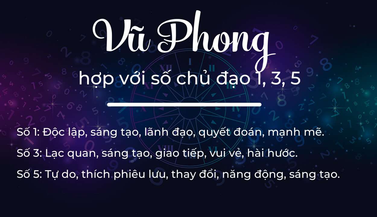 Tên Vũ Phong hợp với người có số chủ đạo 1, 3, 5